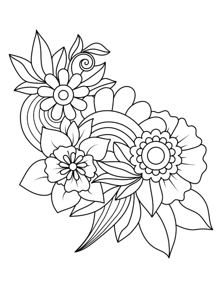 Flower Leaves And Flowers Kids Coloring Pages Pdf Free Vectors